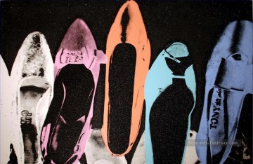 monochrome black white Painting - Black shoes Andy Warhol